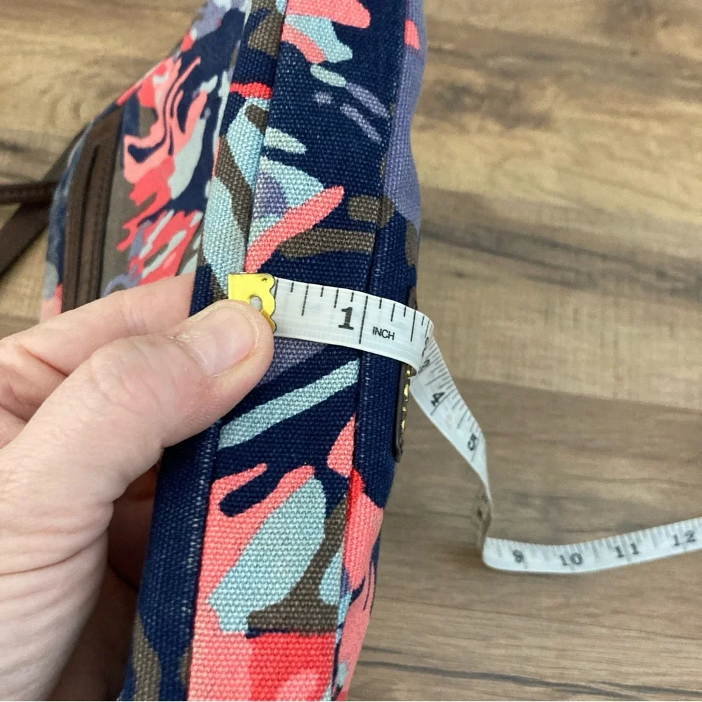 Fossil Jenna Floral Crossbody Canvas Leather Bag Blue Multicolor